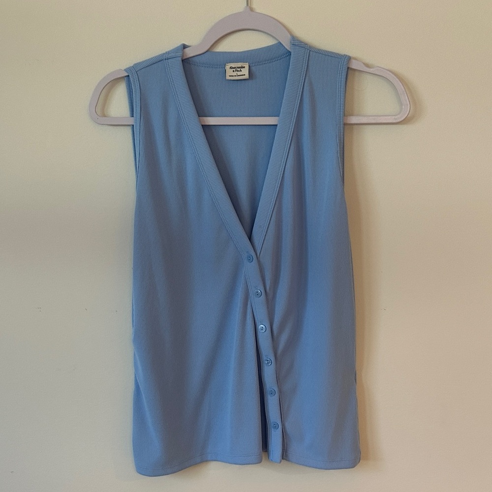 Abercrombie & Fitch Light Blue Button-Down Tank Top